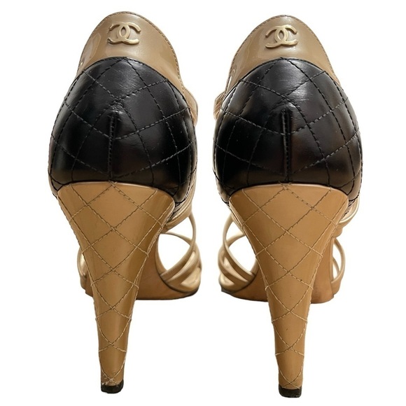 Chanel 2017 Cruise Multi-strap Buckle Two Toned Logo Quilted Caged Heels Sandals - Picture 2 of 11